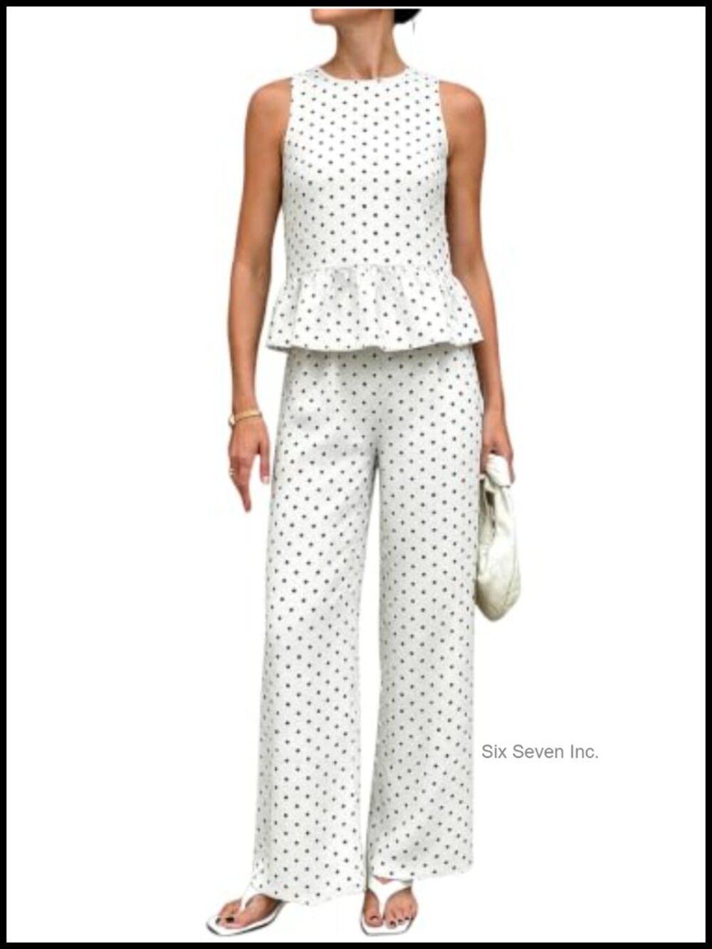 Sleeveless Peplum Top & Wide Leg Pants Set